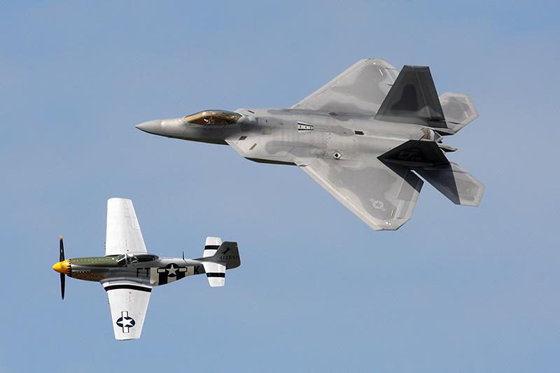 F-22A Raptor, 94th FS, USAF<br>P-51D Mustang <i>Little Horse</i>