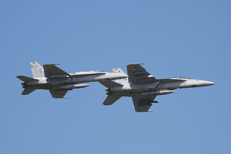 F/A-18F Super Hornet, VFA-11 <i>Red Rippers</i>, USN<br>F/A-18C Hornet, VFA-106 <i>Gladiators</i>, USN