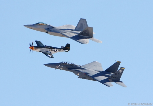 F-22A, F-15E & P-51D - Air Combat Command Heritage Flight